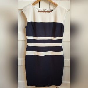 Ralph Lauren Vintage Blue/White Stripe Sheath Midi Dress Sleeveless Dress | 10